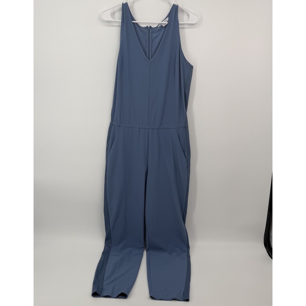 ATHLETA Brooklyn Jumpsuit Womens Size 8 Blue Sleeveless Athletic‎ V Neck